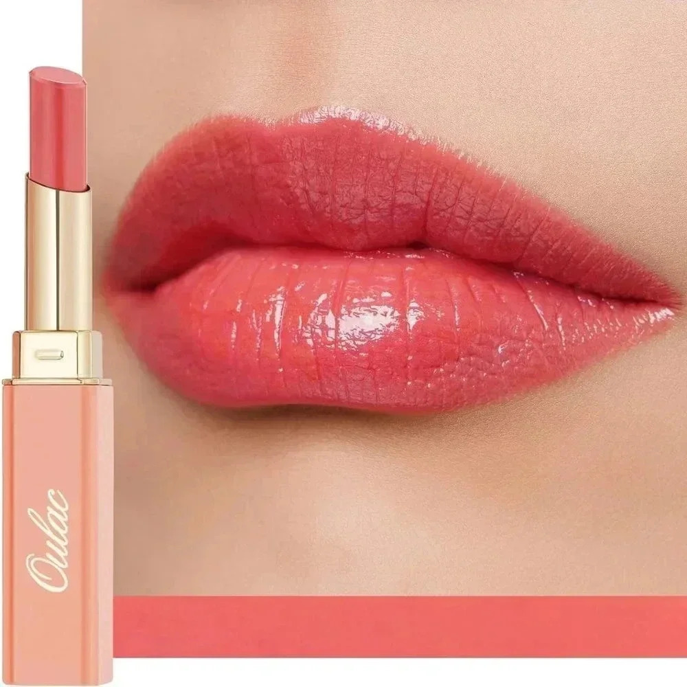 Oulac Moisturising Coral Peach Tinted Lip Balm Hydrating Lipstick  Deep Kiss 04
